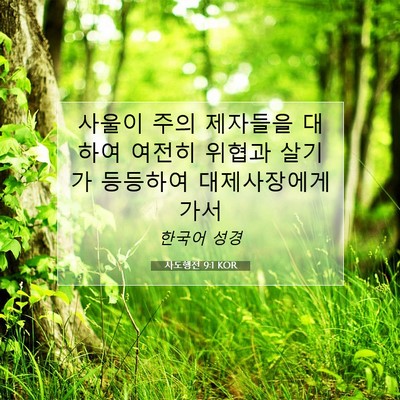 Picture 07 - 사도행전 9:1 KOR - 사울이 주의 제자들을 대하여 여전히 - Bible Verse Picture