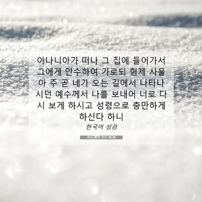 Picture 07 - 사도행전 9:17 KOR - 아나니아가 떠나 그 집에 들어가서 - Bible Verse Picture