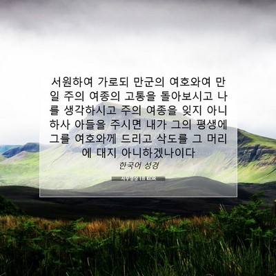Picture 07 - 사무엘상 1:11 KOR - 서원하여 가로되 만군의 여호와여 - Bible Verse Picture