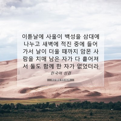 Picture 07 - 사무엘상 11:11 KOR - 이튿날에 사울이 백성을 삼대에 - Bible Verse Picture