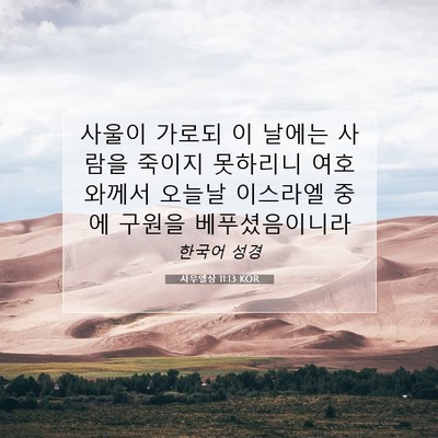 Picture 07 - 사무엘상 11:13 KOR - 사울이 가로되 이 날에는 사람을 - Bible Verse Picture