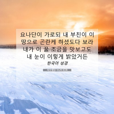 Picture 07 - 사무엘상 14:29 KOR - 요나단이 가로되 내 부친이 이 - Bible Verse Picture