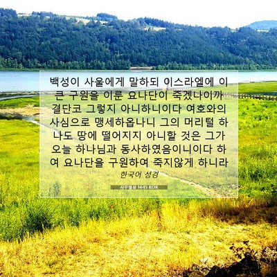 Picture 07 - 사무엘상 14:45 KOR - 백성이 사울에게 말하되 이스라엘에 - Bible Verse Picture