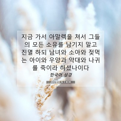 Picture 07 - 사무엘상 15:3 KOR - 지금 가서 아말렉을 쳐서 그들의 - Bible Verse Picture