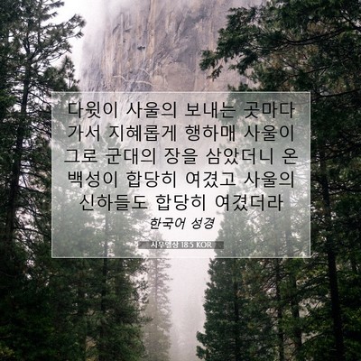 Picture 07 - 사무엘상 18:5 KOR - 다윗이 사울의 보내는 곳마다 가서 - Bible Verse Picture