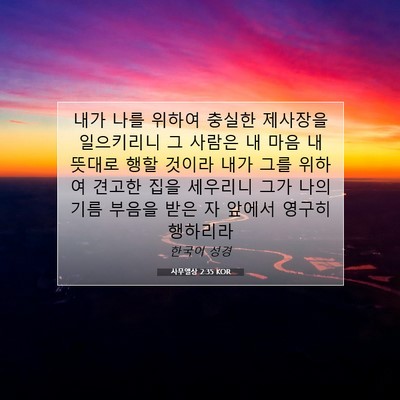 Picture 07 - 사무엘상 2:35 KOR - 내가 나를 위하여 충실한 제사장을 - Bible Verse Picture