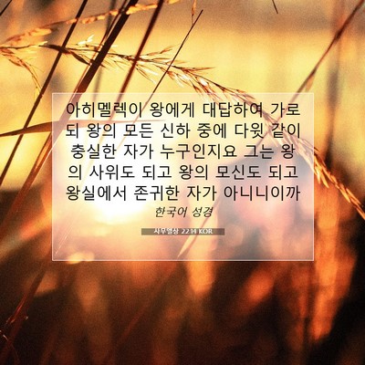 Picture 07 - 사무엘상 22:14 KOR - 아히멜렉이 왕에게 대답하여 가로되 - Bible Verse Picture