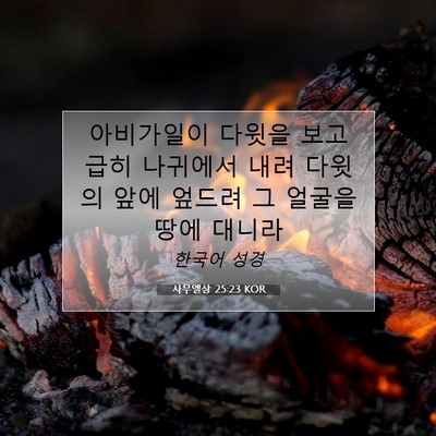 Picture 07 - 사무엘상 25:23 KOR - 아비가일이 다윗을 보고 급히 - Bible Verse Picture