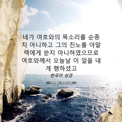 Picture 07 - 사무엘상 28:18 KOR - 네가 여호와의 목소리를 순종치 - Bible Verse Picture