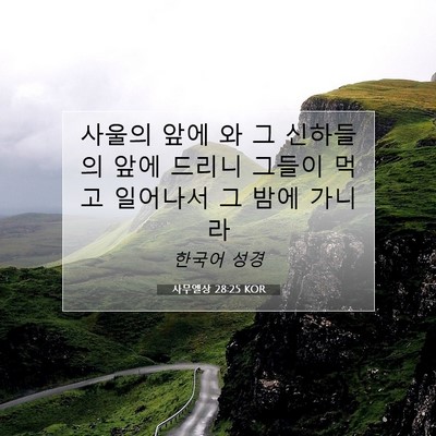Picture 07 - 사무엘상 28:25 KOR - 사울의 앞에 와 그 신하들의 앞에 - Bible Verse Picture