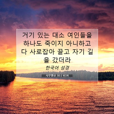 Picture 07 - 사무엘상 30:2 KOR - 거기 있는 대소 여인들을 하나도 - Bible Verse Picture