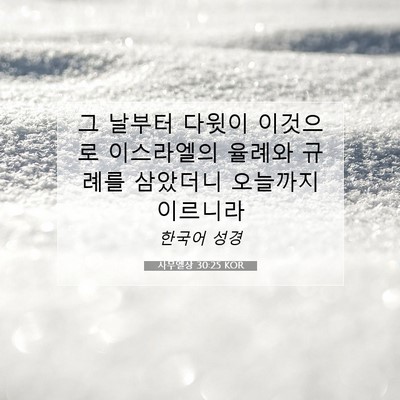 Picture 07 - 사무엘상 30:25 KOR - 그 날부터 다윗이 이것으로 - Bible Verse Picture