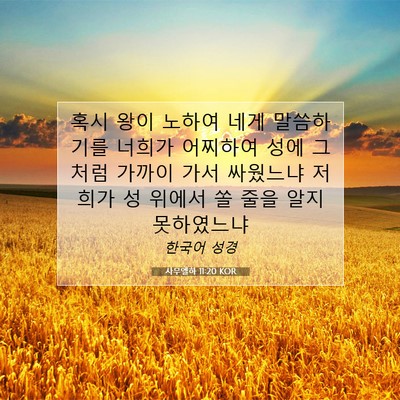 Picture 07 - 사무엘하 11:20 KOR - 혹시 왕이 노하여 네게 말씀하기를 - Bible Verse Picture