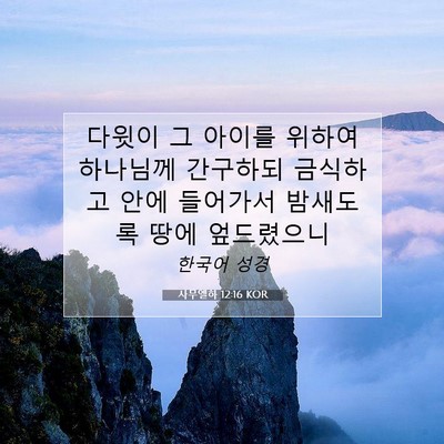 Picture 07 - 사무엘하 12:16 KOR - 다윗이 그 아이를 위하여 하나님께 - Bible Verse Picture