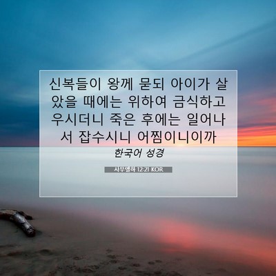 Picture 07 - 사무엘하 12:21 KOR - 신복들이 왕께 묻되 아이가 살았을 - Bible Verse Picture