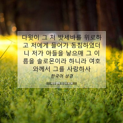 Picture 07 - 사무엘하 12:24 KOR - 다윗이 그 처 밧세바를 위로하고 - Bible Verse Picture