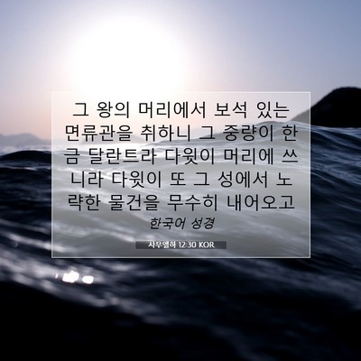 Picture 07 - 사무엘하 12:30 KOR - 그 왕의 머리에서 보석 있는 - Bible Verse Picture