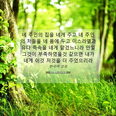 Picture 07 - 사무엘하 12:8 KOR - 네 주인의 집을 네게 주고 네 주인의 - Bible Verse Picture