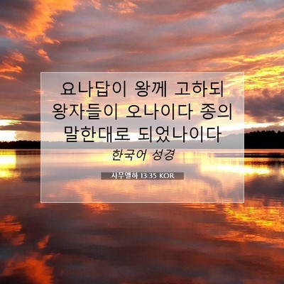 Picture 07 - 사무엘하 13:35 KOR - 요나답이 왕께 고하되 왕자들이 - Bible Verse Picture