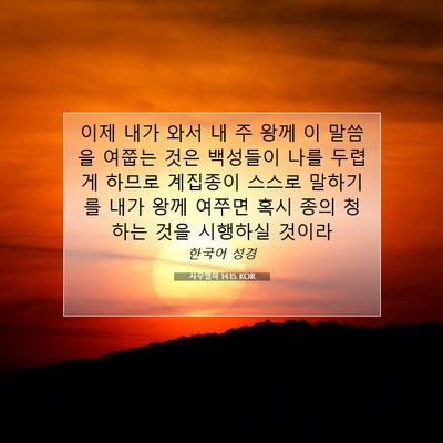 Picture 07 - 사무엘하 14:15 KOR - 이제 내가 와서 내 주 왕께 이 말씀을 - Bible Verse Picture