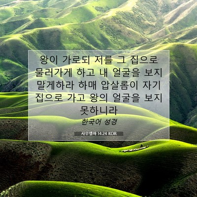 Picture 07 - 사무엘하 14:24 KOR - 왕이 가로되 저를 그 집으로 - Bible Verse Picture