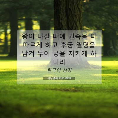 Picture 07 - 사무엘하 15:16 KOR - 왕이 나갈 때에 권속을 다 따르게 - Bible Verse Picture