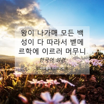 Picture 07 - 사무엘하 15:17 KOR - 왕이 나가매 모든 백성이 다 따라서 - Bible Verse Picture