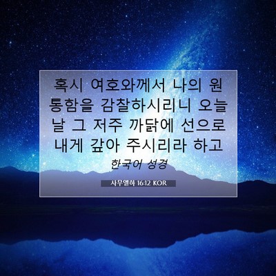 Picture 07 - 사무엘하 16:12 KOR - 혹시 여호와께서 나의 원통함을 - Bible Verse Picture