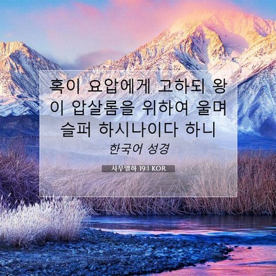 Picture 07 - 사무엘하 19:1 KOR - 혹이 요압에게 고하되 왕이 압살롬을 - Bible Verse Picture