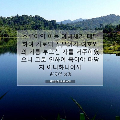 Picture 07 - 사무엘하 19:21 KOR - 스루야의 아들 아비새가 대답하여 - Bible Verse Picture