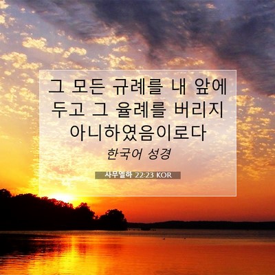 Picture 07 - 사무엘하 22:23 KOR - 그 모든 규례를 내 앞에 두고 그 - Bible Verse Picture