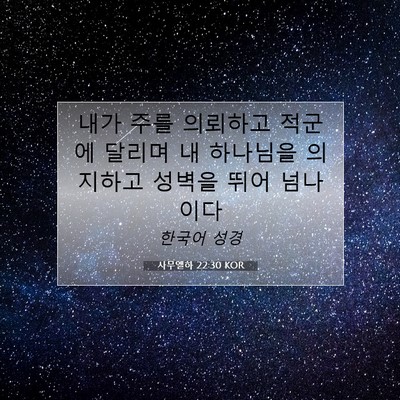 Picture 07 - 사무엘하 22:30 KOR - 내가 주를 의뢰하고 적군에 달리며 - Bible Verse Picture