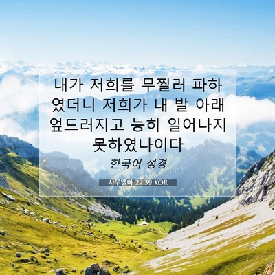 Picture 07 - 사무엘하 22:39 KOR - 내가 저희를 무찔러 파하였더니 - Bible Verse Picture