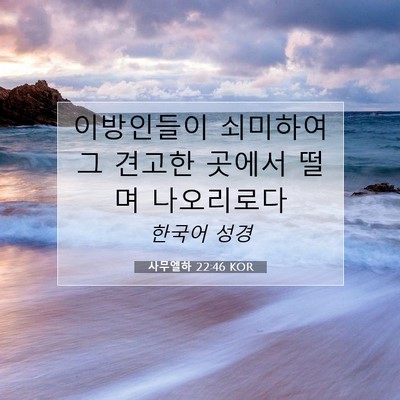 Picture 07 - 사무엘하 22:46 KOR - 이방인들이 쇠미하여 그 견고한 - Bible Verse Picture