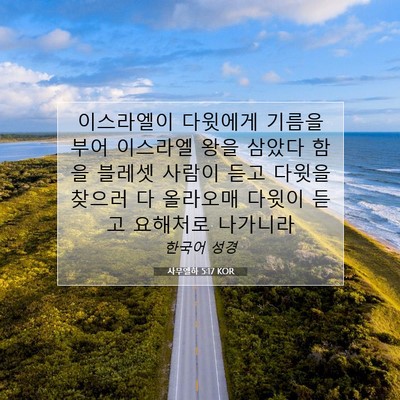 Picture 07 - 사무엘하 5:17 KOR - 이스라엘이 다윗에게 기름을 부어 - Bible Verse Picture