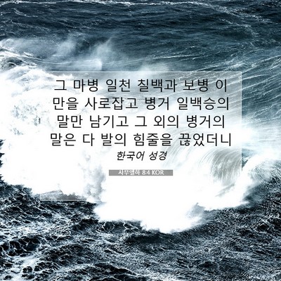 Picture 07 - 사무엘하 8:4 KOR - 그 마병 일천 칠백과 보병 이만을 - Bible Verse Picture