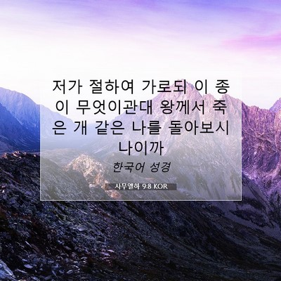 Picture 07 - 사무엘하 9:8 KOR - 저가 절하여 가로되 이 종이 - Bible Verse Picture