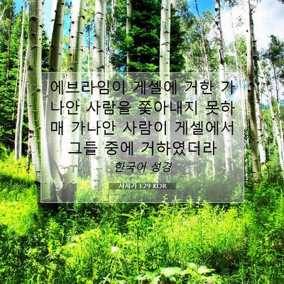 Picture 07 - 사사기 1:29 KOR - 에브라임이 게셀에 거한 가나안 - Bible Verse Picture