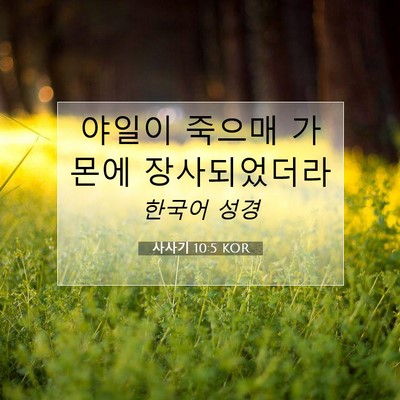 Picture 07 - 사사기 10:5 KOR - 야일이 죽으매 가몬에 - Bible Verse Picture