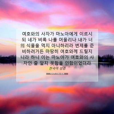 Picture 07 - 사사기 13:16 KOR - 여호와의 사자가 마노아에게 - Bible Verse Picture