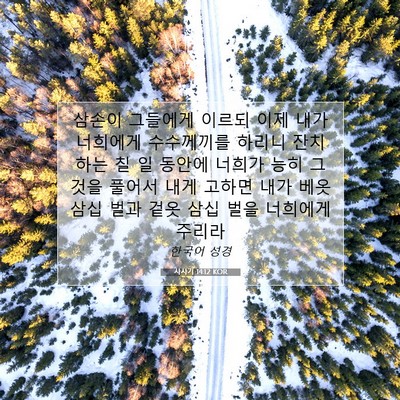 Picture 07 - 사사기 14:12 KOR - 삼손이 그들에게 이르되 이제 내가 - Bible Verse Picture