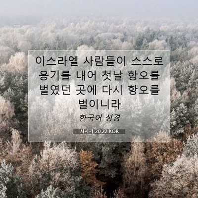 Picture 07 - 사사기 20:22 KOR - 이스라엘 사람들이 스스로 용기를 - Bible Verse Picture
