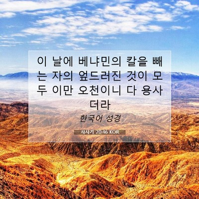 Picture 07 - 사사기 20:46 KOR - 이 날에 베냐민의 칼을 빼는 자의 - Bible Verse Picture