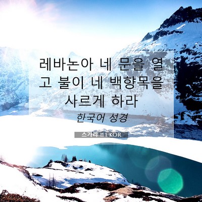 Picture 07 - 스가랴 11:1 KOR - 레바논아 네 문을 열고 불이 네 - Bible Verse Picture