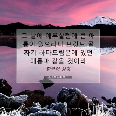 Picture 07 - 스가랴 12:11 KOR - 그 날에 예루살렘에 큰 애통이 - Bible Verse Picture