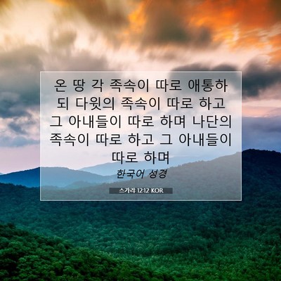 Picture 07 - 스가랴 12:12 KOR - 온 땅 각 족속이 따로 애통하되 - Bible Verse Picture