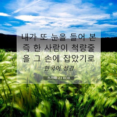 Picture 07 - 스가랴 2:1 KOR - 내가 또 눈을 들어 본즉 한 사람이 - Bible Verse Picture