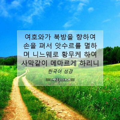 Picture 07 - 스바냐 2:13 KOR - 여호와가 북방을 향하여 손을 펴서 - Bible Verse Picture