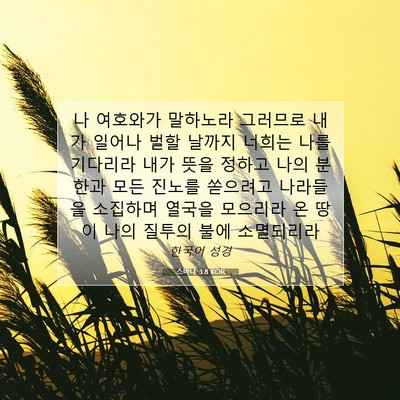 Picture 07 - 스바냐 3:8 KOR - 나 여호와가 말하노라 그러므로 내가 - Bible Verse Picture