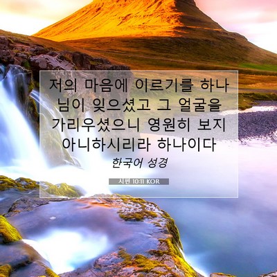 Picture 07 - 시편 10:11 KOR - 저의 마음에 이르기를 하나님이 - Bible Verse Picture